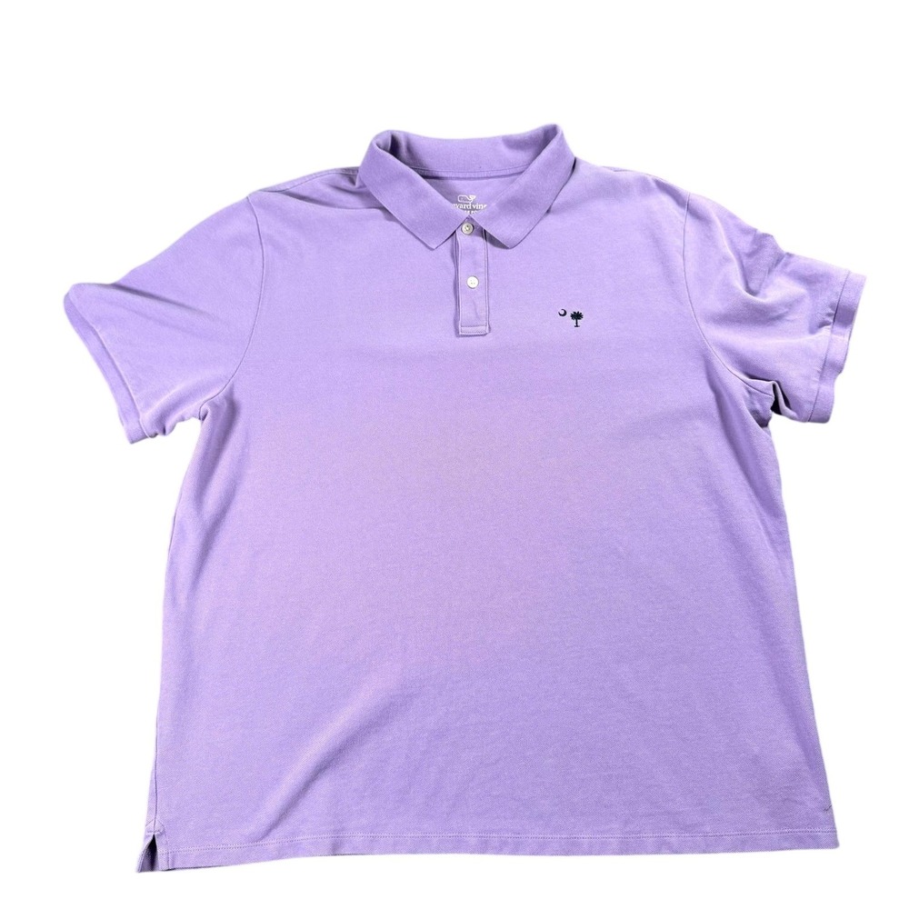 Vineyard Vines Polo Shirt Mens XL Purple Heritage Short Sleeve Palmetto Logo